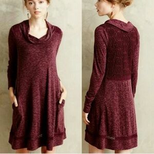 Saturday Sunday Anthropologie Crochet Knit Dress Wine Small